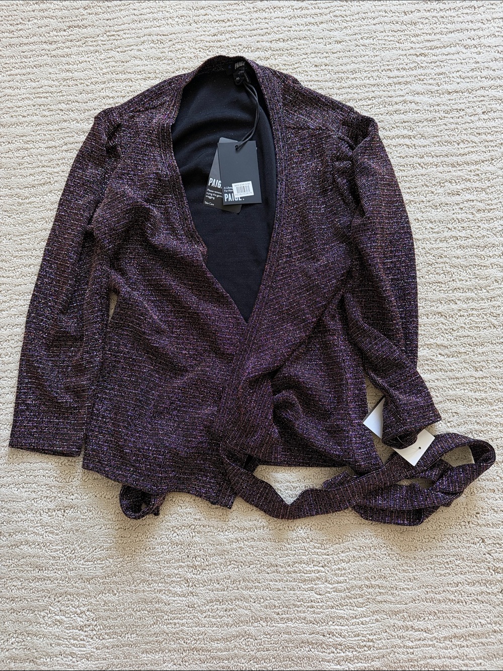PAIGE Women's Purple and Sparkle Knit Wrap Jacket